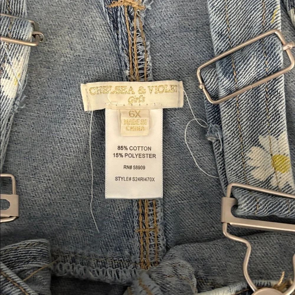 Chelsea & Violet Blue Denim Overall with Daisy Print - Picture 2 of 3